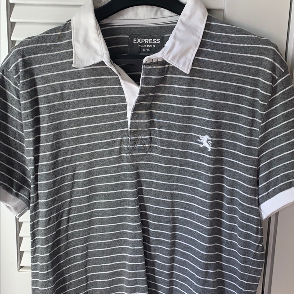 Men’s grey striped polo